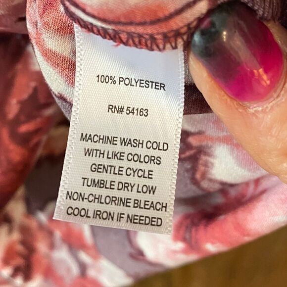 Marc New York Sz S NWT Purple Pink Satin Floral Hem Knotted Tie Blouse - Picture 6 of 10